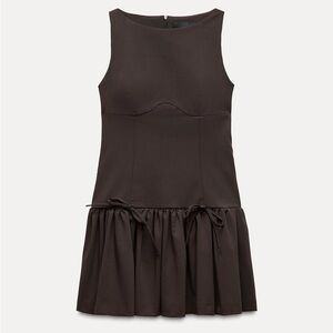 Zara Chocolate Brown Bow Dress